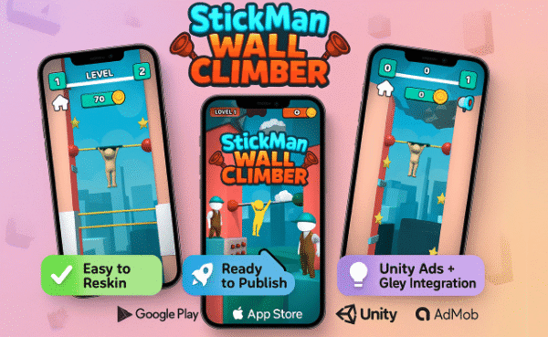 StickMan Wall Climber - Hyper Casual Mobile Unity