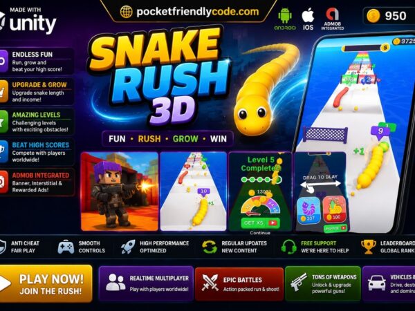 Snake Rush 3D – Unity Game + Admob