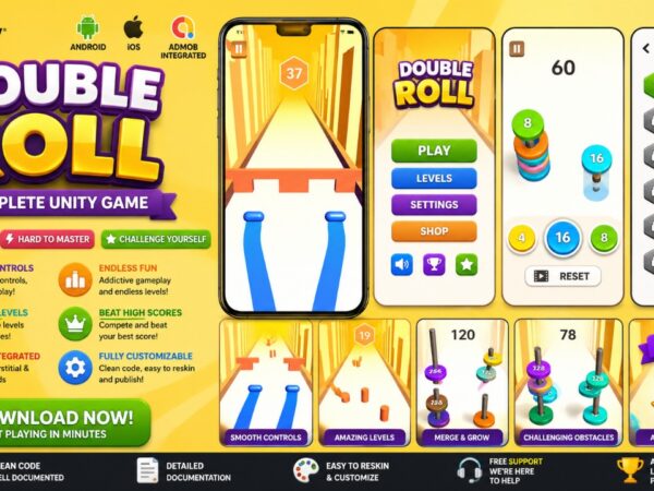 Double Roll Is A Fantastic Complete Unity Game + Admob Package Designed For Developers And Entrepreneurs Aiming To Make A Splash In The Mobile Gaming Market. This Ready-To-Launch Template Provides The Full Source Code For An Addictive, Hyper-Casual Game That’s Easy To Understand But Challenging To Master. With Its Polished Mechanics And Built-In Monetization, The Double Roll – Complete Unity Game + Admob Project Serves As A Perfect Foundation For Launching Your Own Successful Mobile App. The Core Gameplay Revolves Around A Simple Yet Compelling Concept: Guide Two Rolling Balls Through An Endless Path Of Obstacles. The Difficulty Gradually Increases, Creating An Engaging Experience That Keeps Players Coming Back For More. This “Easy To Learn, Hard To Master” Formula Is The Hallmark Of Successful Hyper-Casual Games, Ensuring High Player Retention And Maximizing Opportunities For Ad Revenue. Key Features This Comprehensive Game Template Is Packed With Essential Features To Help You Launch Quickly And Efficiently: Complete, Ready-To-Publish Unity Project File. Seamless Admob Integration For Banner, Interstitial, And Rewarded Video Ads. Engaging Endless Gameplay Designed For High Replayability. Intuitive One-Touch Control System Accessible To All Players. Clean, Well-Commented C# Code That Is Easy To Modify And Understand. Stunning Visual Effects And A Sleek, Minimalist Art Style. Full Support For 64-Bit Architecture, Meeting Modern App Store Requirements. Includes All Necessary Sound Effects And Background Music. Use Cases For Independent Game Developers, This Asset Is A Powerful Time-Saver. Instead Of Spending Months Building A Game Engine And Core Mechanics From Scratch, You Can Focus Your Creative Energy On What Truly Matters: Designing Unique Visuals, Tweaking Gameplay For Maximum Fun, And Marketing Your Creation. It Allows You To Bypass The Most Tedious Parts Of Development And Get Your Product To Market Faster. Entrepreneurs And Publishing Studios Will Find Immense Value In This Turnkey Solution. The Double Roll – Complete Unity Game + Admob Package Is Incredibly Easy To Reskin, Enabling You To Create Multiple Unique-Looking Games From A Single, Stable Codebase. This Strategy Allows You To Test Different Market Themes And Rapidly Expand Your App Portfolio With Minimal Additional Investment, Creating A Powerful Engine For Passive Income. Benefits The Double Roll Asset Provides A Significant Advantage By Drastically Reducing Development Time And Costs. Building A Polished, Bug-Free Game With Integrated Monetization Can Be A Complex And Expensive Endeavor. By Starting With This Pre-Built Foundation, You Gain Immediate Access To A Professional-Quality Product, Allowing You To Launch With A Fraction Of The Budget And Timeline Typically Required. Monetization Is Streamlined And Ready From Day One. As A Complete Unity Game + Admob Solution, It Removes The Technical Hurdles Of Implementing Ad Networks. The Inclusion Of Rewarded Ads, In Particular, Offers A Player-Friendly Way To Boost Revenue While Giving Users An Incentive To Continue Playing After A Failure, Which Directly Enhances Player Engagement And Overall Lifetime Value. Beyond The Initial Setup, This Project Offers Incredible Flexibility For Future Growth. The Clean And Organized Source Code Invites Customization. You Can Easily Add New Features, Introduce Different Game Modes, Create More Complex Levels, Or Integrate Other Services. It’s Not Just A Finished Game; It’s A Robust And Extensible Platform For Your Creative Ideas, Ensuring Your Project Can Evolve With Market Trends.