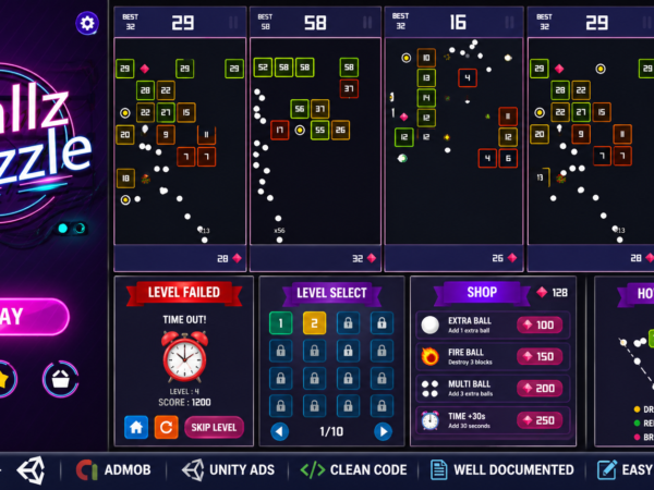 Ballz Puzzle - Unity Game Template + Admob + Unity Ads By Yoyo-Games 24 Sales