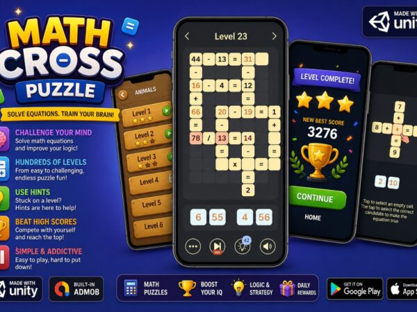 Math Cross Puzzle(Unity Game+Admob+Ios+Android)