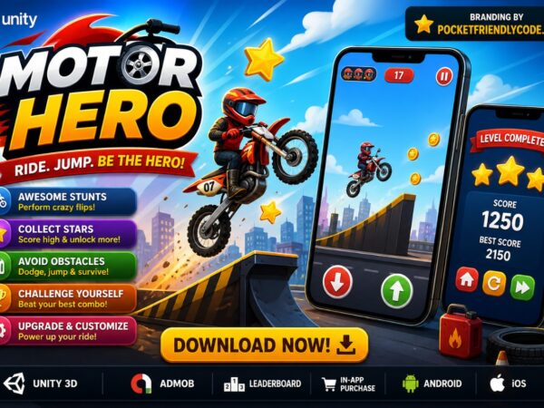 Motor Hero Game! 2024 - Unity (Admob + Leaderboard + Iap)