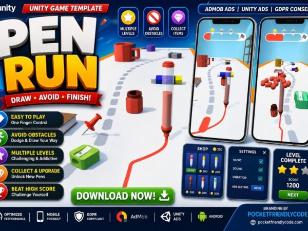 Pen Run Unity Arcade Game Source Code With Admob And Unity Ads