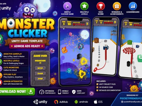 Monster Clicker Unity Idle Game Source Code With Admob Ads For Android And Ios