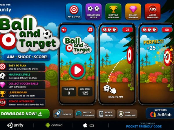 Ball And Target Unity Casual Game Source Code With Admob For Android And Ios