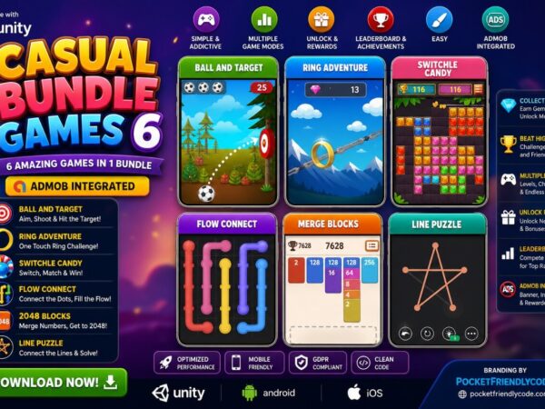 Casual Bundle Games Unity Source Code Pack With 7 Games For Android And Ios With Admob
