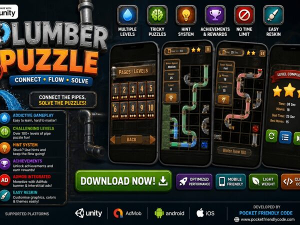 Plumber Puzzle Unity Game Source Code With Admob And Iap For Android And Ios