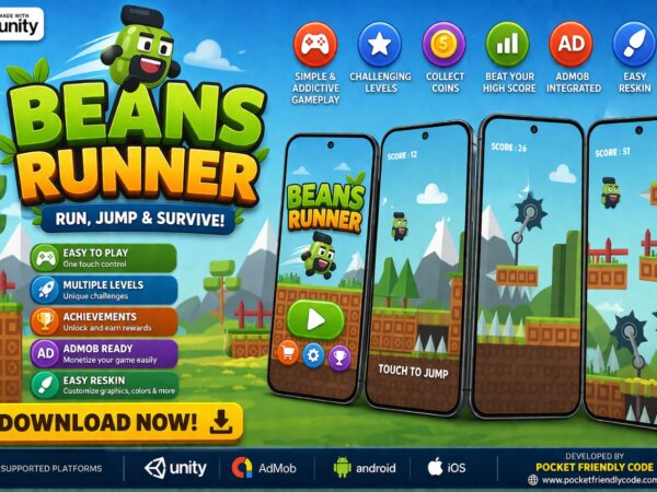 Beans Runner Unity Endless Platform Game Source Code With Admob For Android And Ios