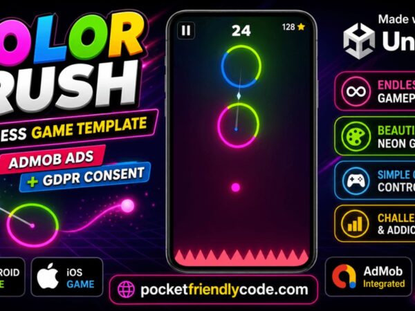 Color Rush Unity Endless Game Source Code With Admob And Gdpr For Android And Ios