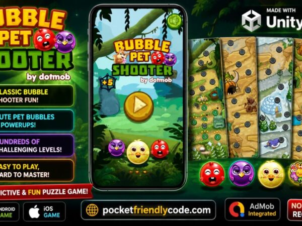 Bubble Shooter Pet Unity Game Source Code With Admob And Iap For Android And Ios Image Title: