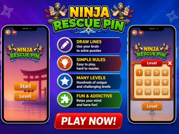 Ninja Rescue Pin Unity Pull Puzzle Game Source Code With Admob Unity Ads Ironsource