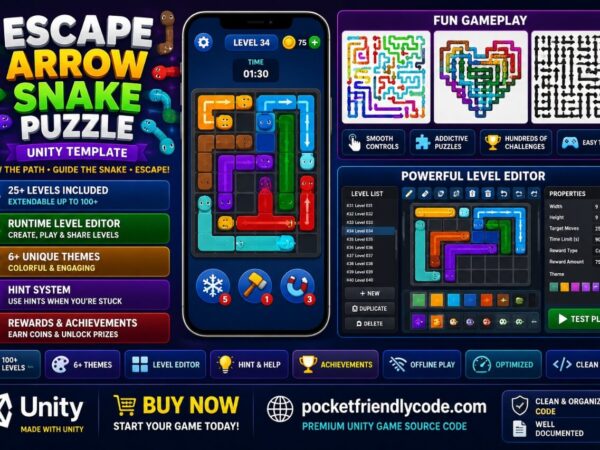 Escape Arrow Snake Puzzle Unity Template For Android &Amp; Ios