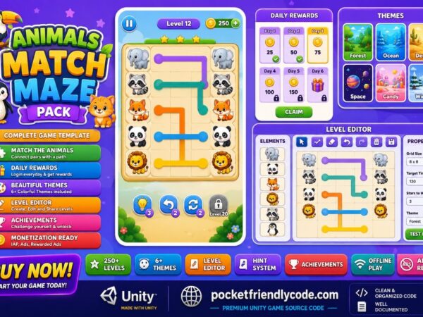 Animals Match Maze Pack Unity Educational Tracing Puzzle Game