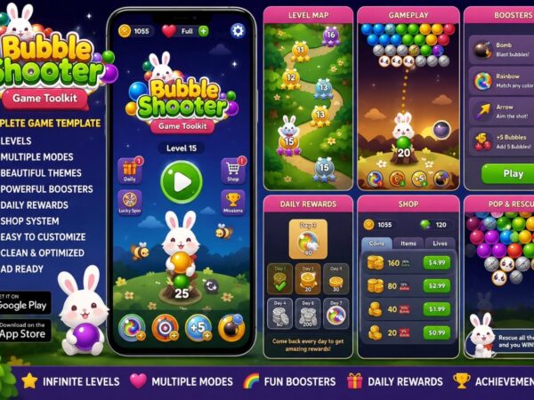 Bubble Shooter Game Toolkit Unity Source Code With 99 Levels Admob And Iap
