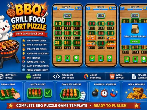 Bbq Grill Food Sort Puzzle Unity Game Source Code