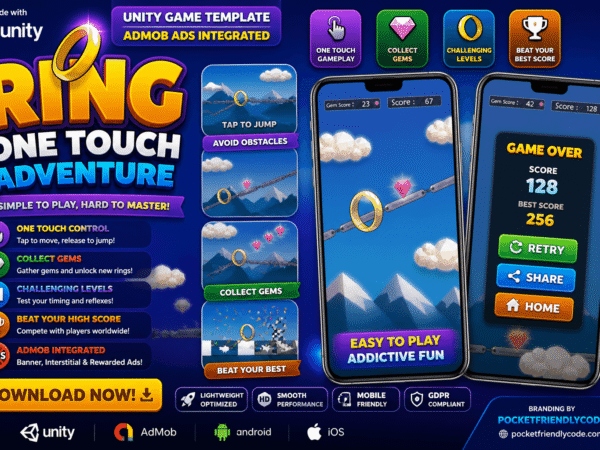 Ring Unity One-Touch Casual Game Source Code With Admob For Android And Ios