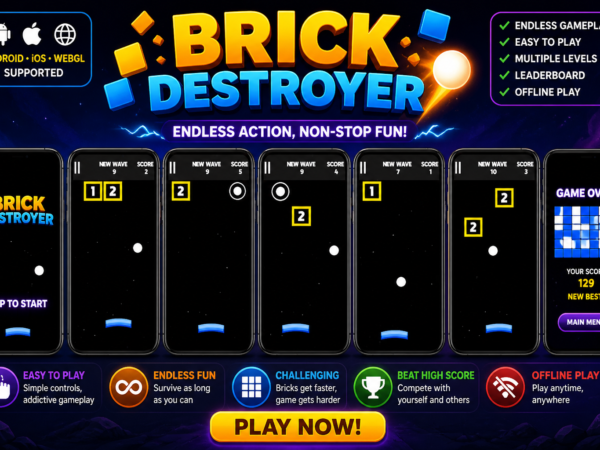Brick Destroyer - Unity Endless Game - Ready For Release - Android, Ios, Webgl