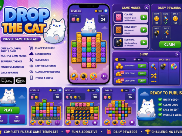 Drop The Cat – Unity Puzzle Game Template